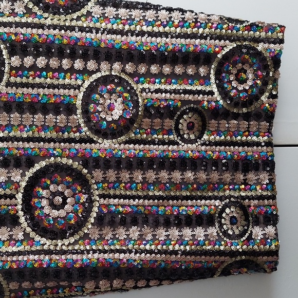 Endless Rose Multicolored Sequined Pencil Skirt Size Small Black Gold Rainbow - Picture 4 of 16